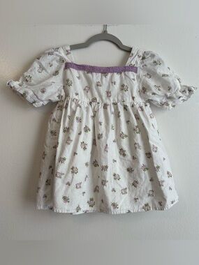 Shabby Chic White and Purple Puff Sleeve Peasant Top Girls size 5/6